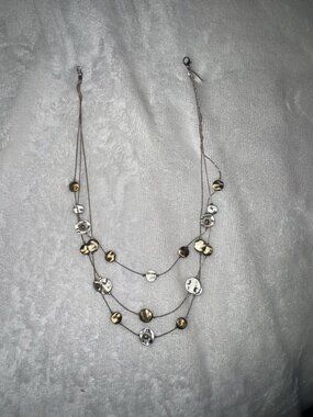 Gold and silver pebble necklace